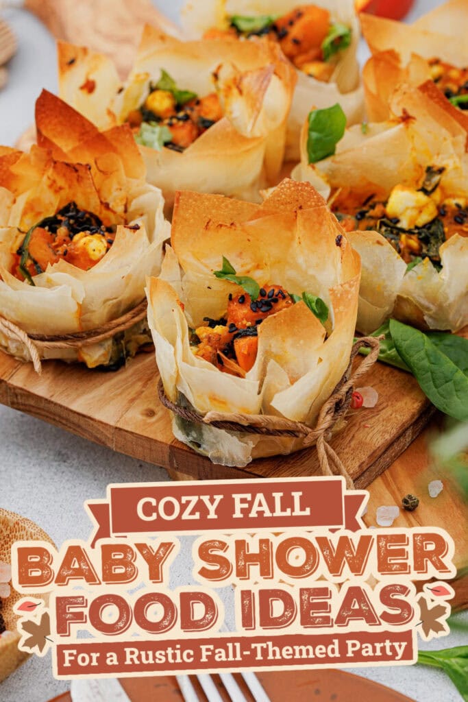fall themed baby shower food ideas - Pumpkin Feta Phyllo Cups