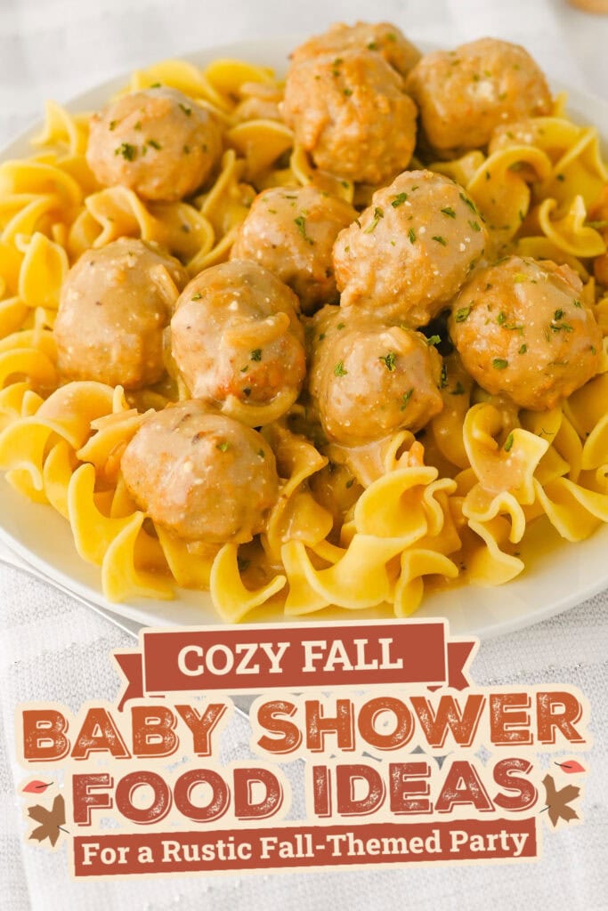 fall themed baby shower food ideas -Slow Cooker Creamy Meatballs
