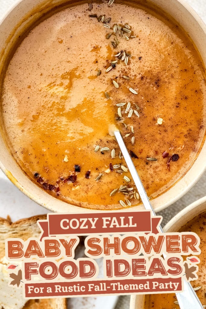 fall themed baby shower food ideas -Sweet Potato and Carrot Soup