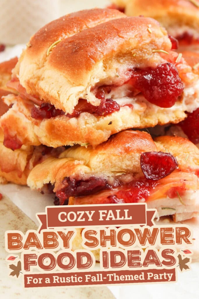 fall themed baby shower food ideas - Turkey Sliders with Cranberry and Gouda Cheese