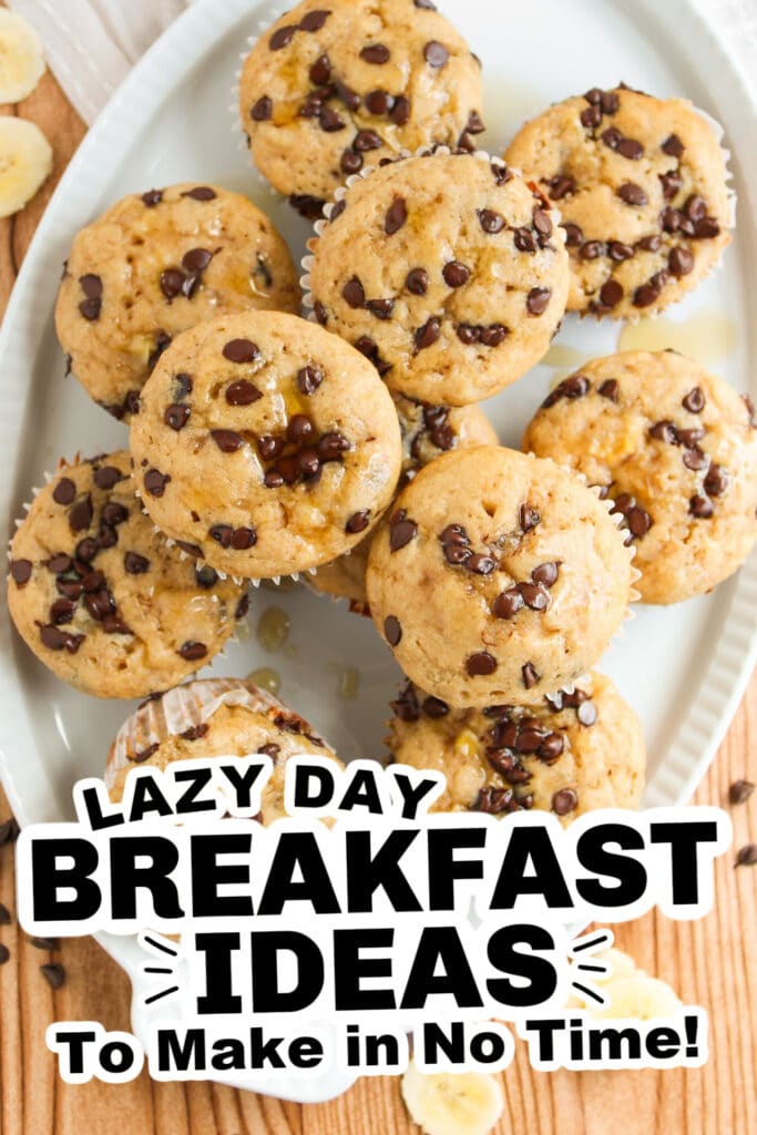 lazy day breakfast ideas - Chocolate Chip & Banana Pancake Muffins