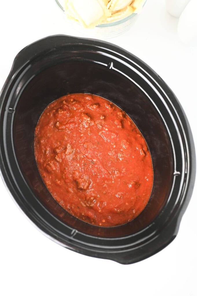 Crockpot Ravioli Lasagna Process Photo