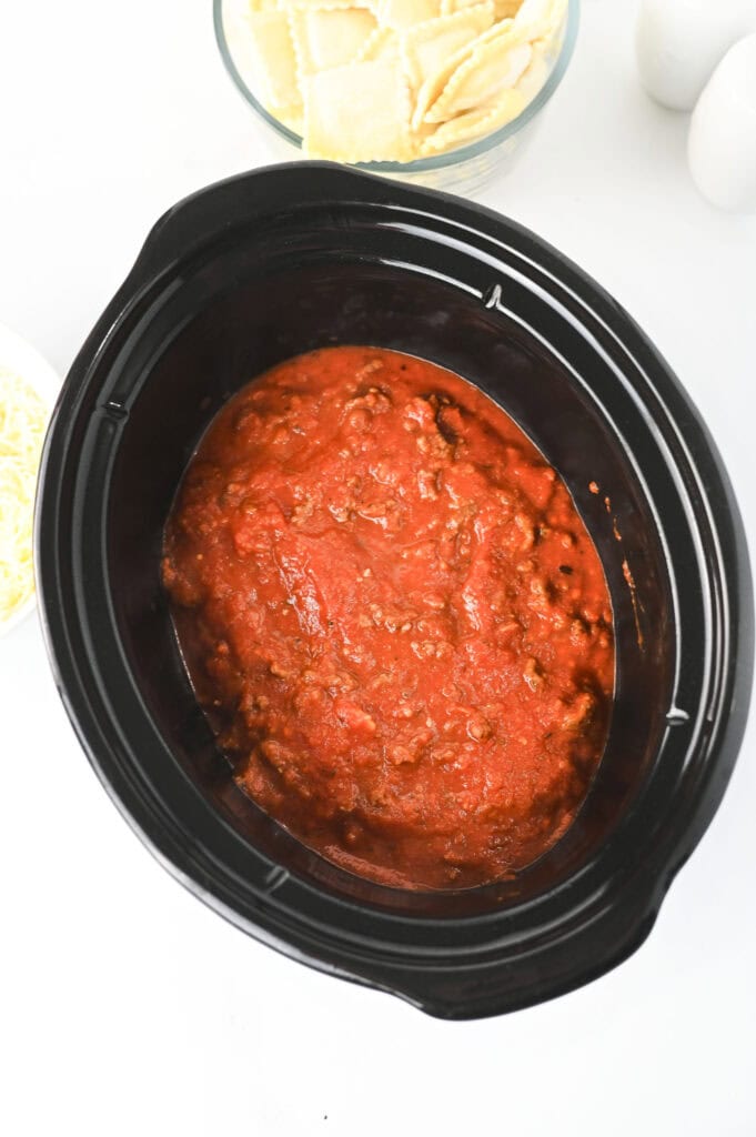 Crockpot Ravioli Lasagna Process Photo