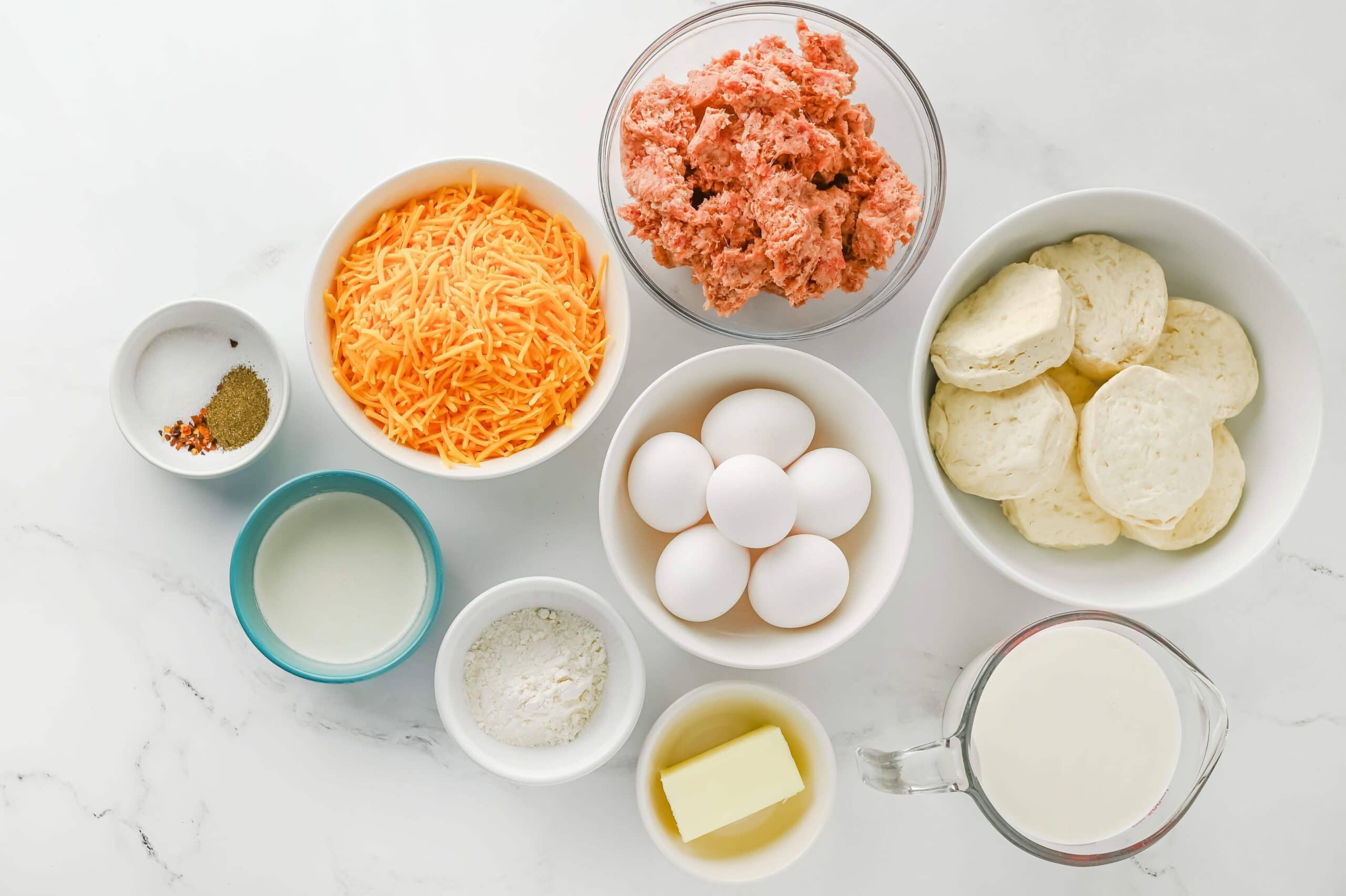 Sausage and Gravy Biscuit Casserole Process Ingredients
