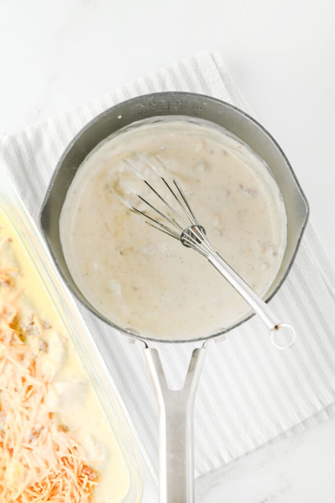 Sausage and Gravy Biscuit Casserole Process Photo