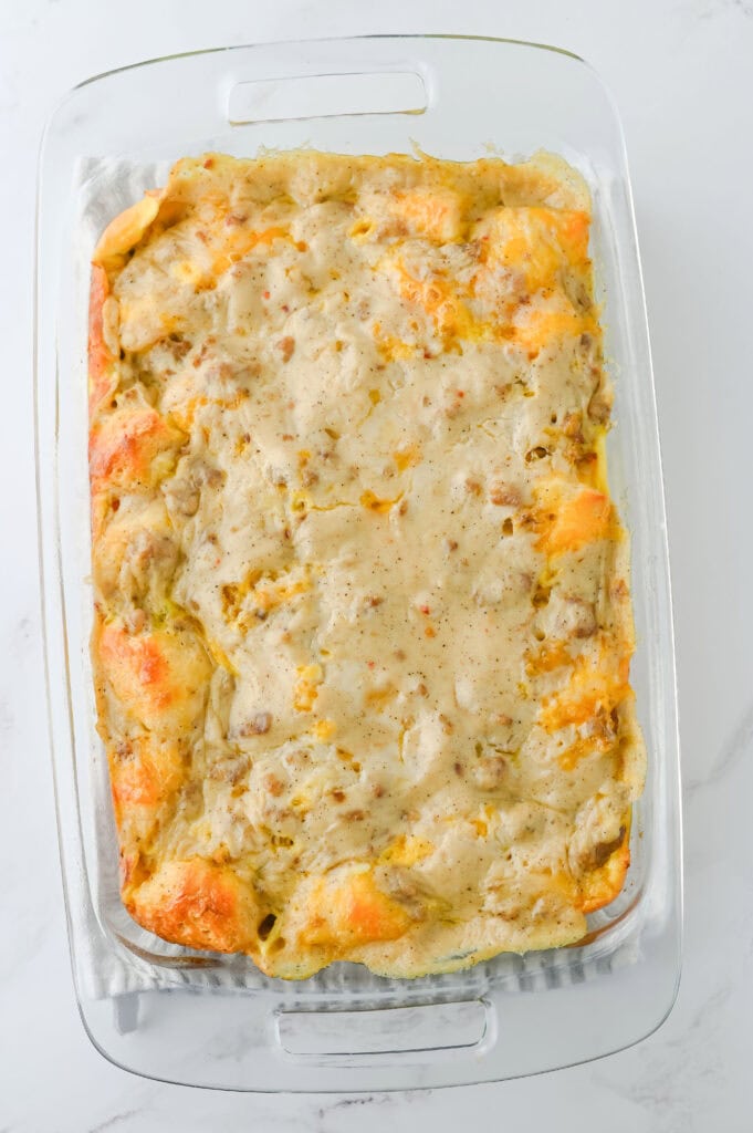 Sausage and Gravy Biscuit Casserole Process Photo