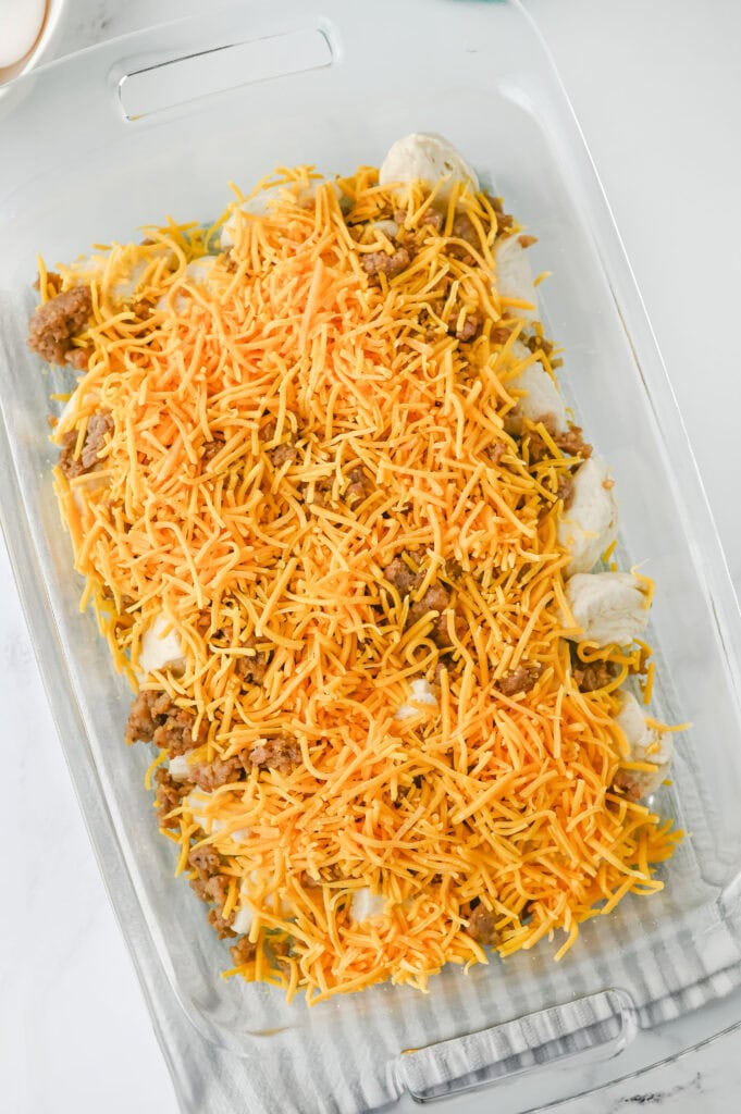 Sausage and Gravy Biscuit Casserole Process Photo