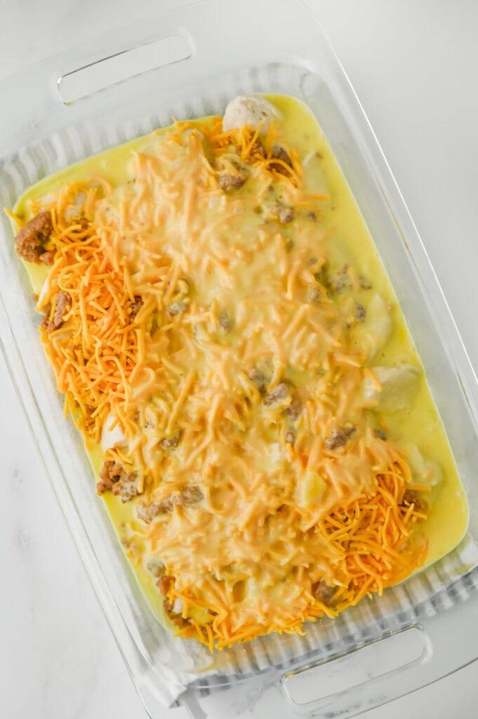 Sausage and Gravy Biscuit Casserole Process Photo