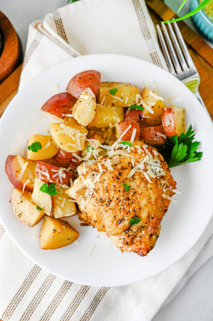 Slow Cooker Garlic Parmesan Chicken and Potatoes Process Photo