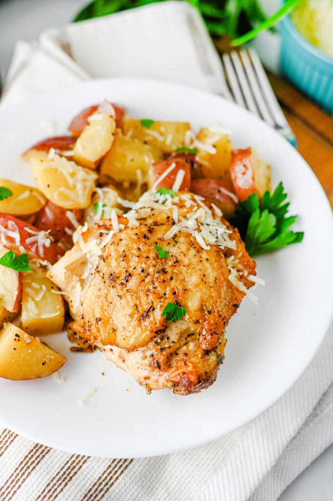 Slow Cooker Garlic Parmesan Chicken and Potatoes Process Photo