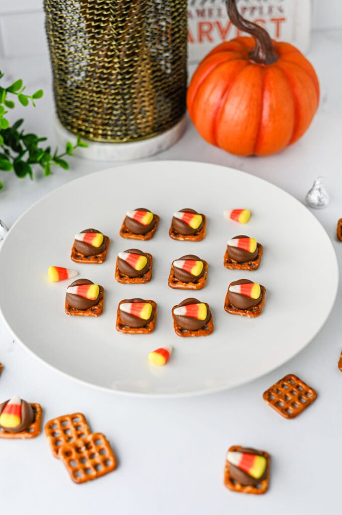 Candy Corn Pretzel Bites Process Photo