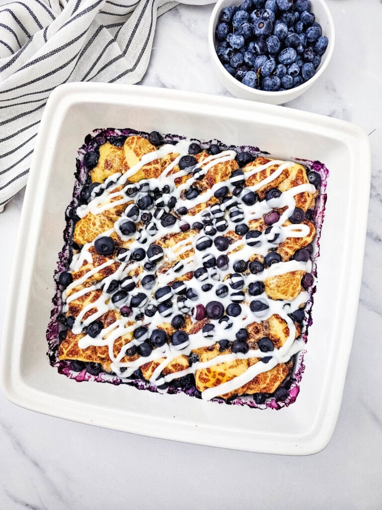 Blueberry Cinnamon Roll Casserole Process Photo