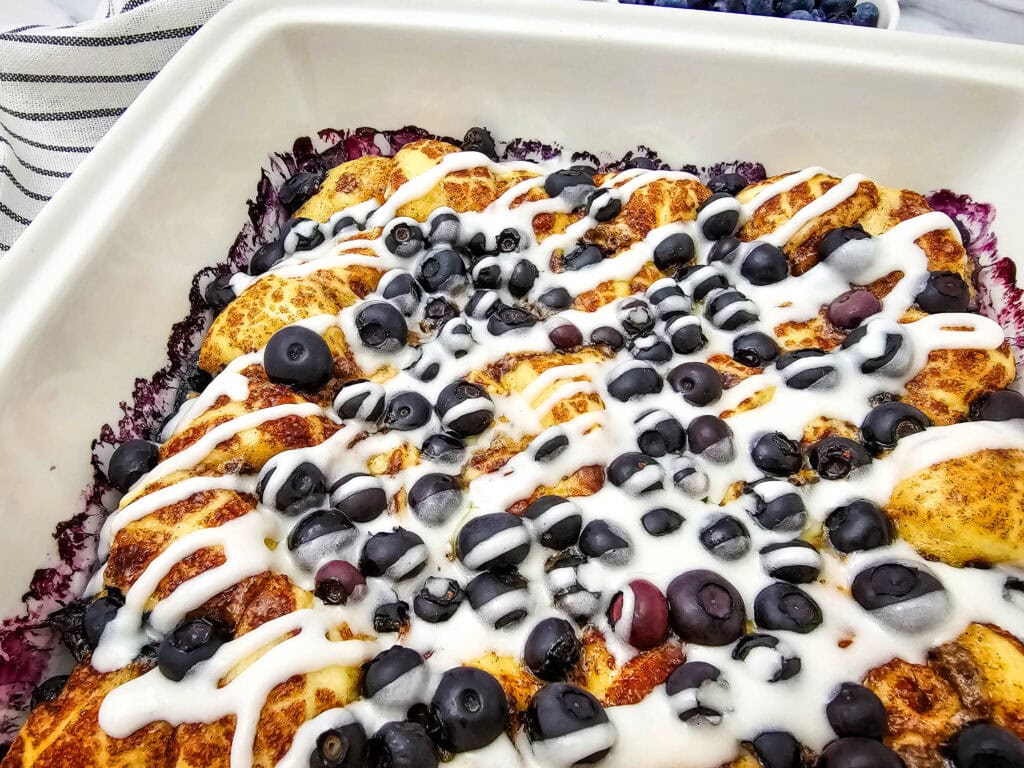 Blueberry Cinnamon Roll Casserole