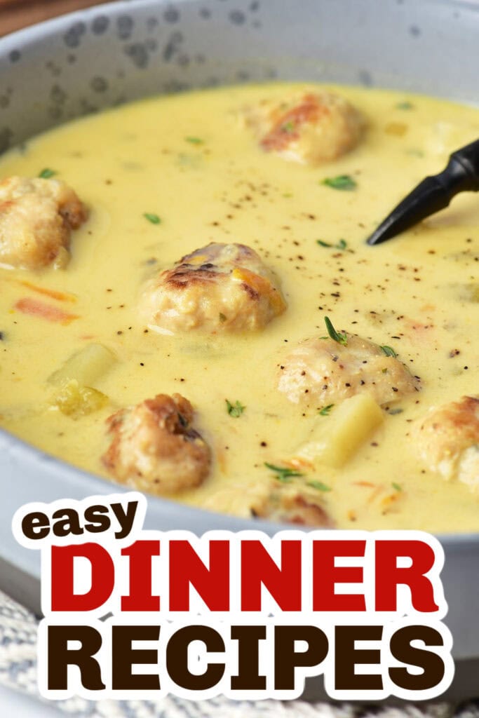 Easy Dinner Ideas-Cheesy Turkey Meatball Soup