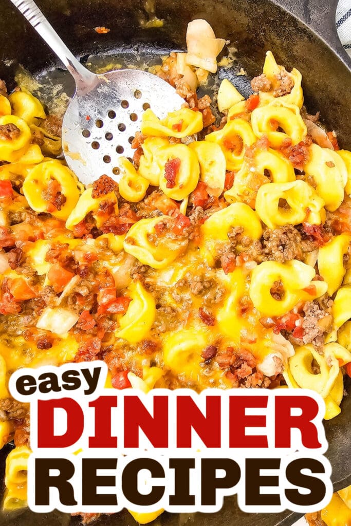 Easy Dinner Ideas-One-Pan Skillet Bacon Cheeseburger Tortellini