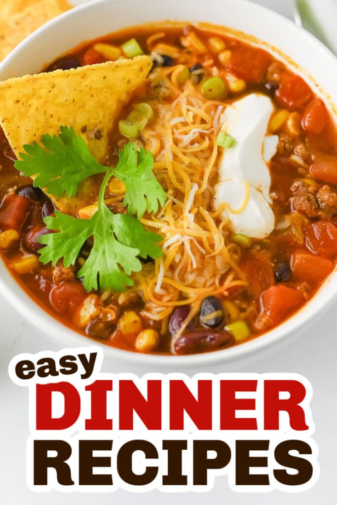 Easy Dinner Ideas-One-Pot Beef Taco Soup with Beans