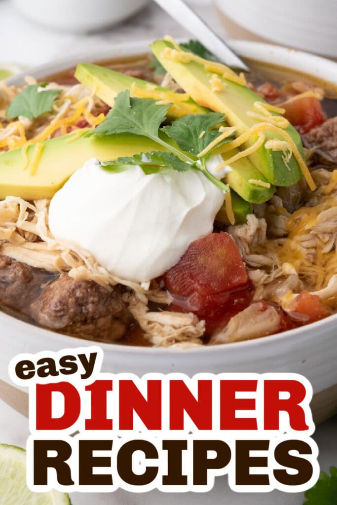 Easy Dinner Ideas-One-Pot Chicken and Beef Taco Soup