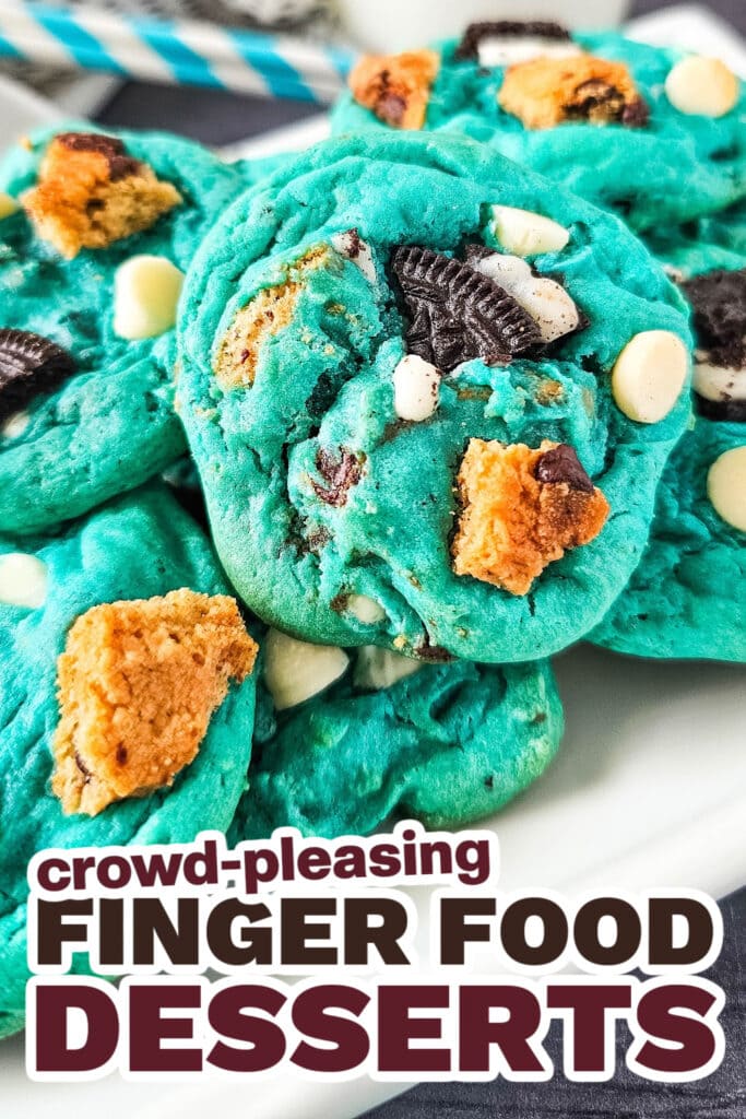 Finger Food Desserts-Cookie Monster Cake Mix Cookies