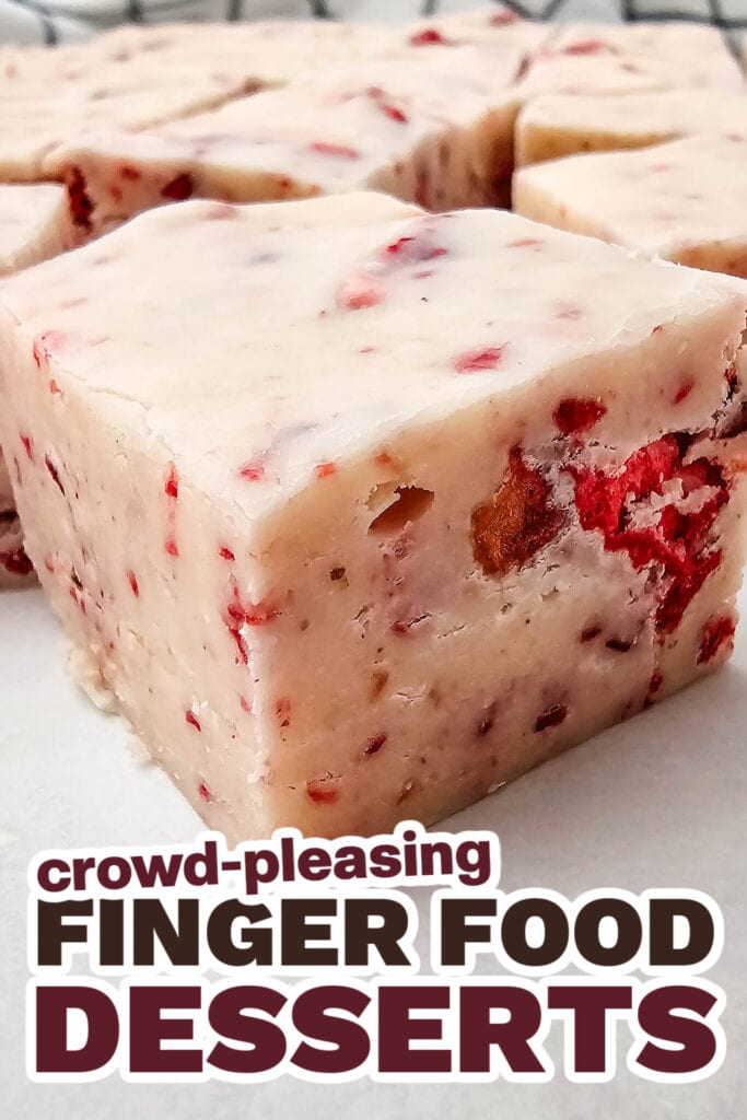 Finger Food Desserts-No-Bake Strawberry Fudge Squares