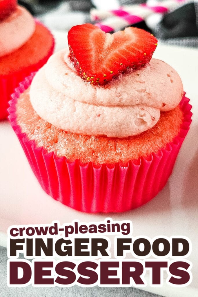 Finger Food Desserts-Strawberry Sprinkle Surprise Cupcakes
