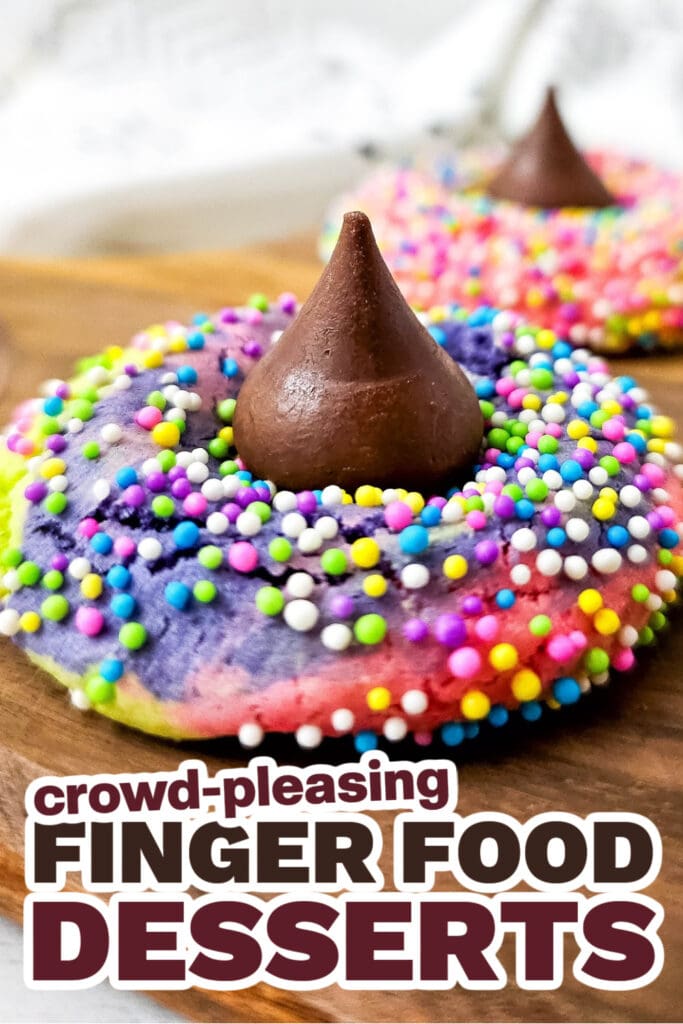 Finger Food Desserts-Tie-Dye Unicorn Hershey’s Kiss Cookies