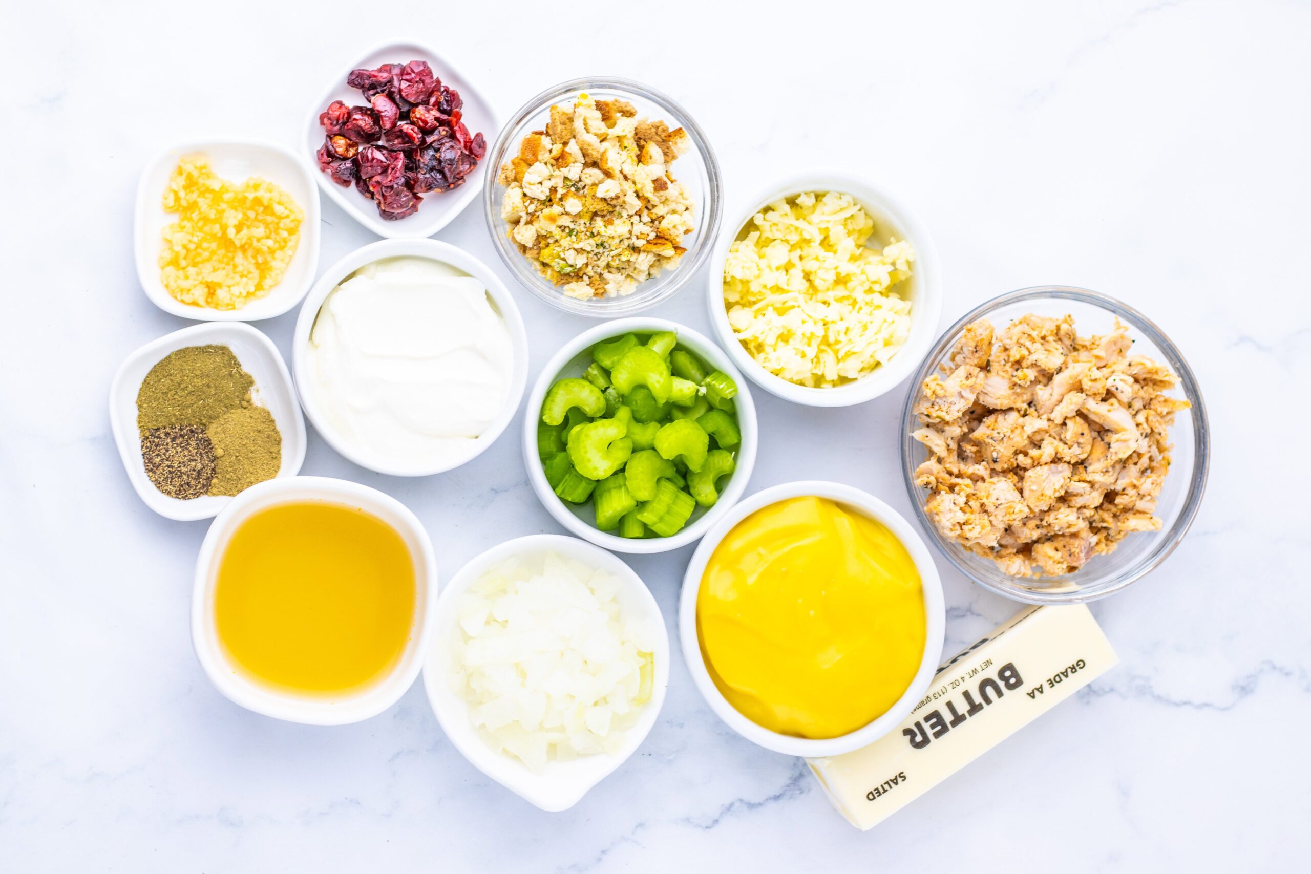 Harvest Chicken And Stuffing Bake Process Ingredients