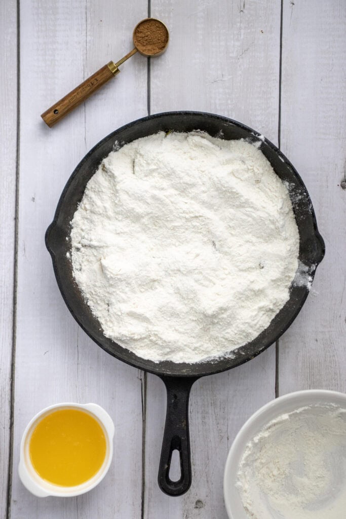 Skillet Peach Dump Cake Process Photo