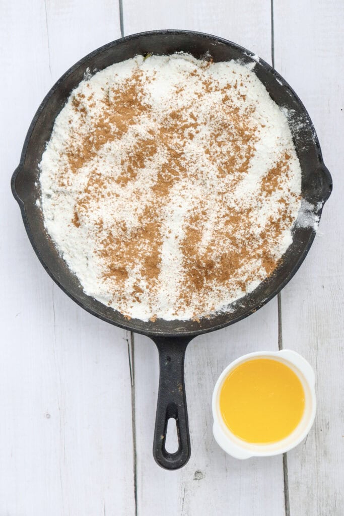 Skillet Peach Dump Cake Process Photo