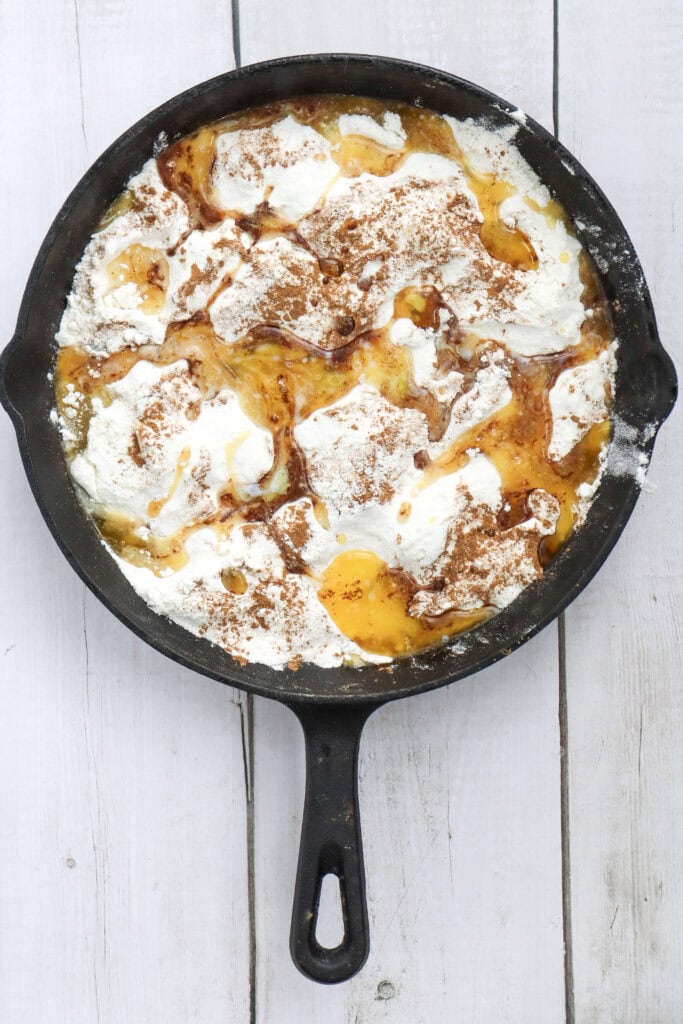Skillet Peach Dump Cake Process Photo