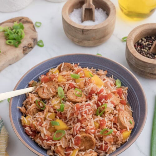 One pot Cajun Chicken Sausage and Rice Casserole