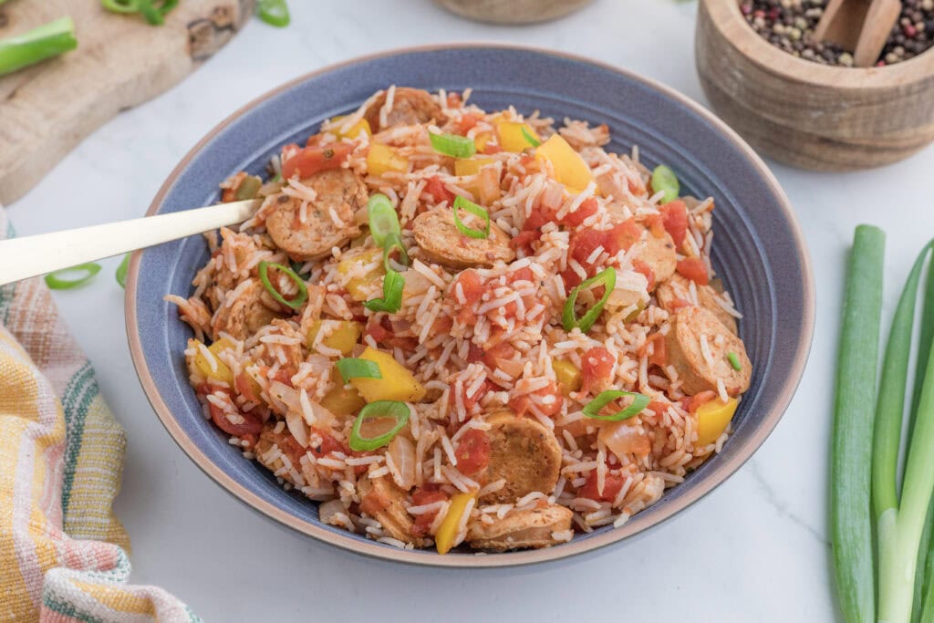 One pot Cajun Chicken Sausage and Rice Casserole