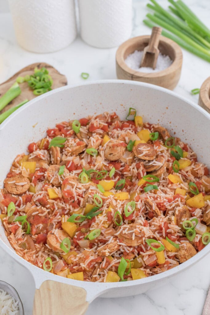 One pot Cajun Chicken Sausage and Rice Casserole Process Photo