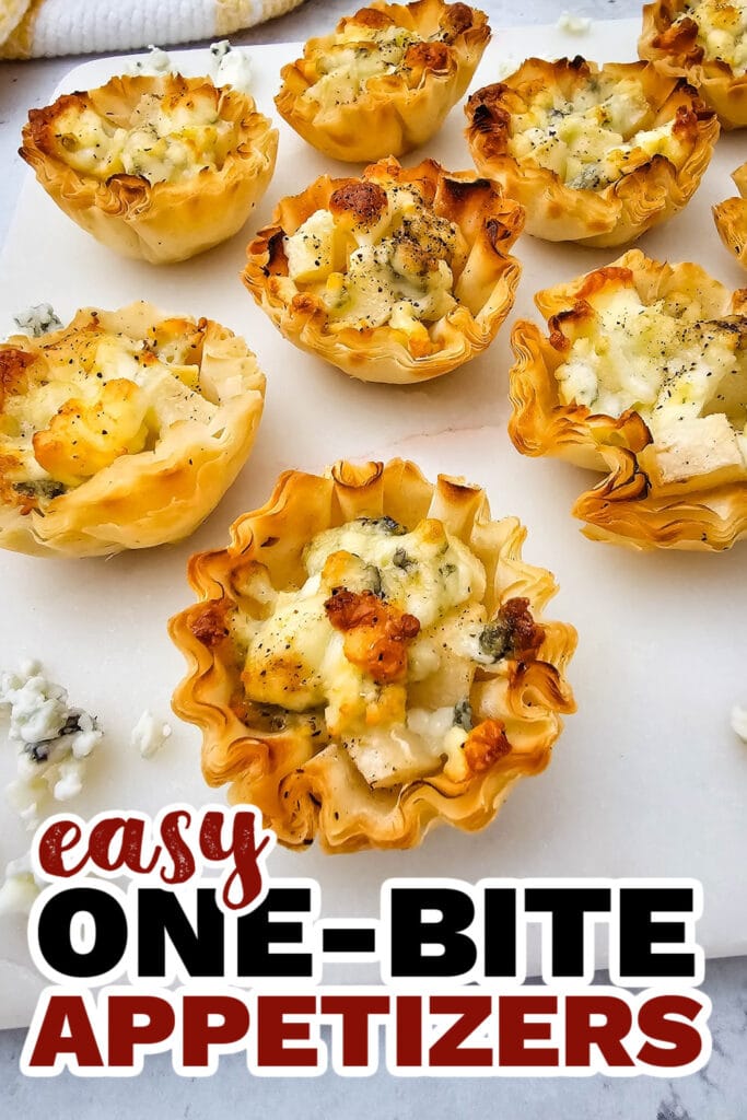 One Bite Appetizers-Blue Cheese and Pear Phyllo Bites