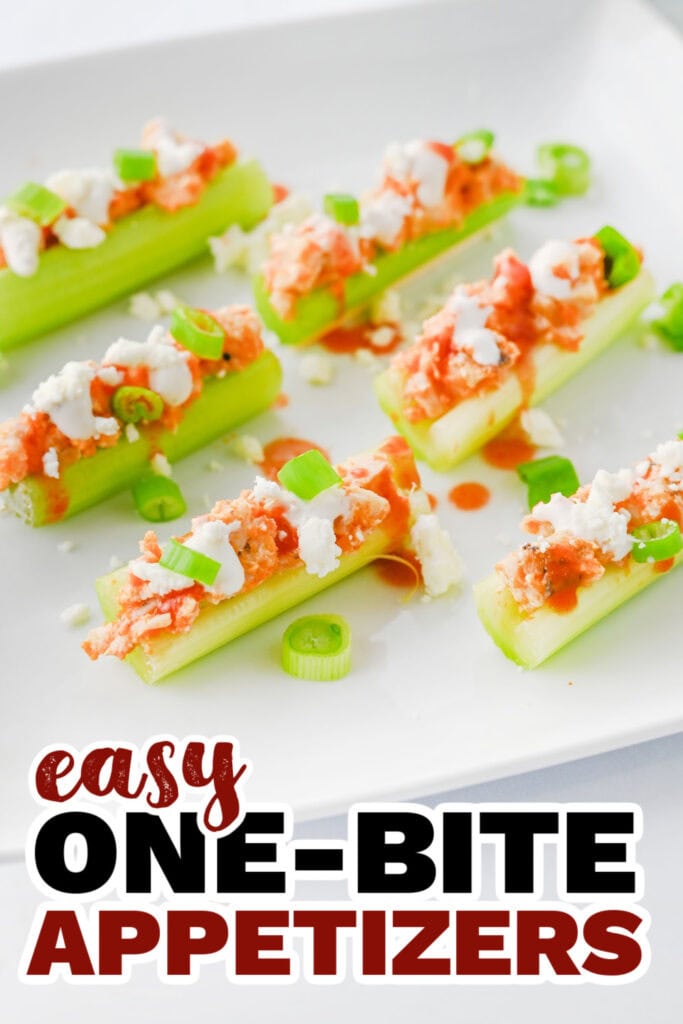 One Bite Appetizers- Buffalo Chicken Stuffed Celery