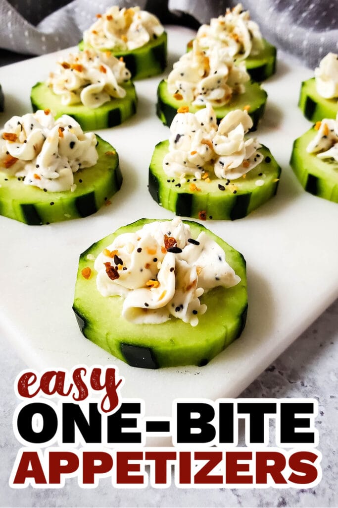 One Bite Appetizers- Everything Bagel Cucumber Bites