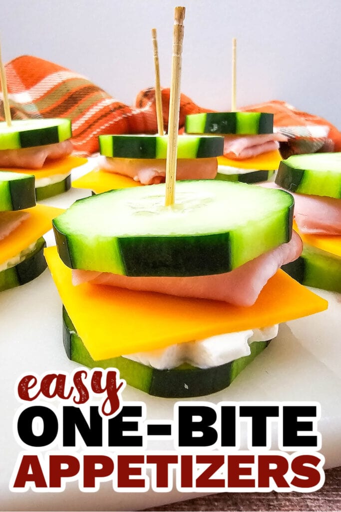 One Bite Appetizers-Ham & Cheese Cucumber Sandwich Bites