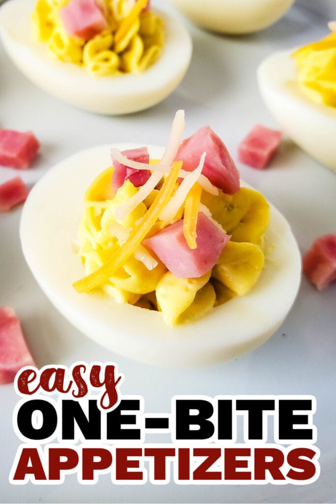 One Bite Appetizers- Ham and Cheese Deviled Eggs