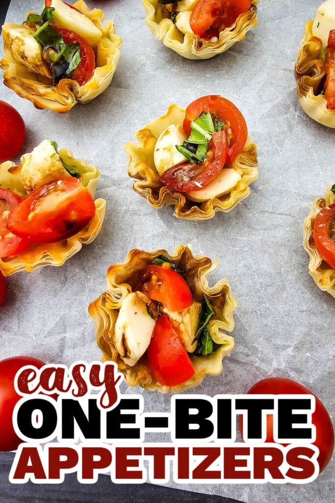 One Bite Appetizers-Mini Caprese Cups