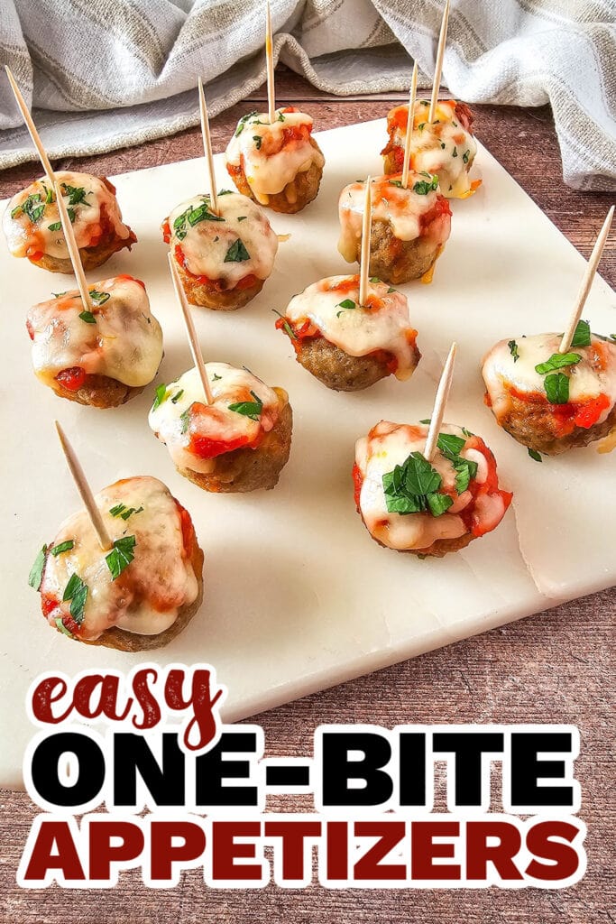 One Bite Appetizers-Mini Meatball Marinara Bites
