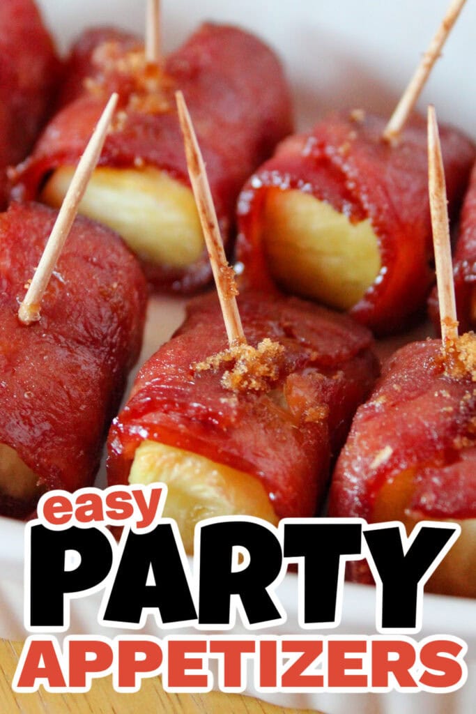 Party Food Appetizers-Bacon-Wrapped Pineapple Bites