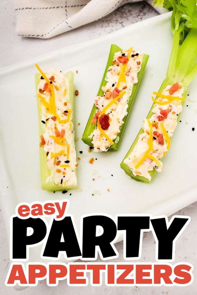 Party Food Appetizers-Bacon and Cheese Stuffed Celery