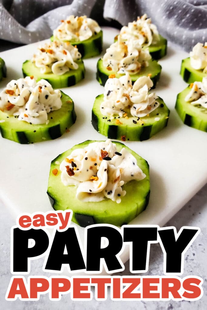 Party Food Appetizers-Bagel Cucumber Bites