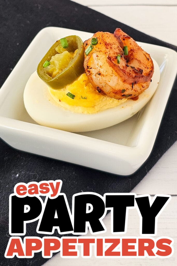 Party Food Appetizers-Cajun Deviled Eggs with Shrimp