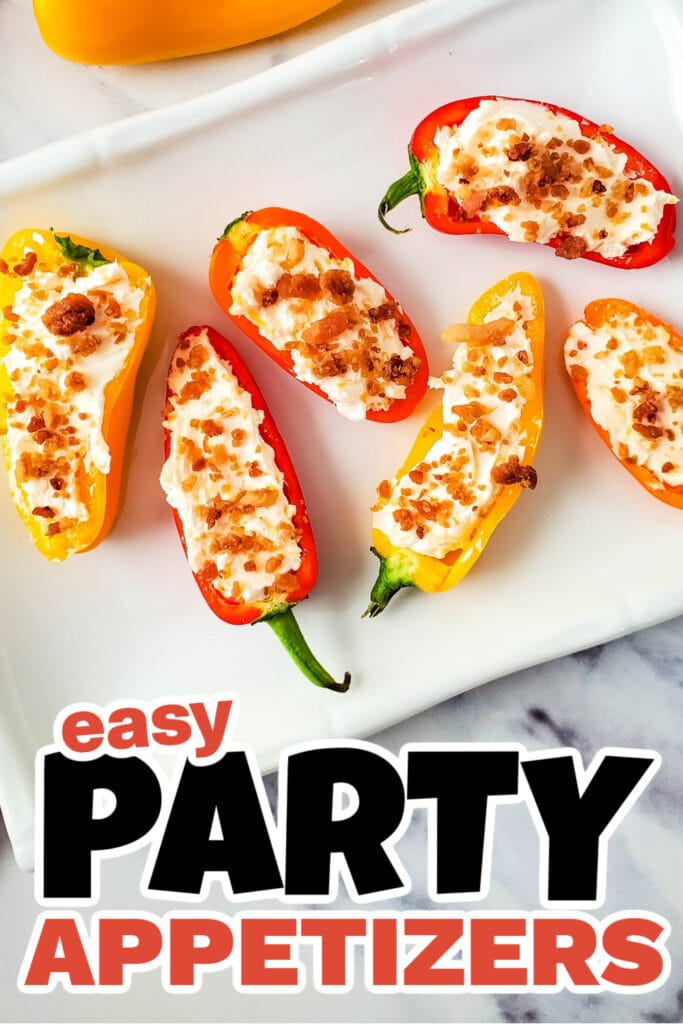 Party Food Appetizers-Cheesy Bacon Stuffed Mini Peppers