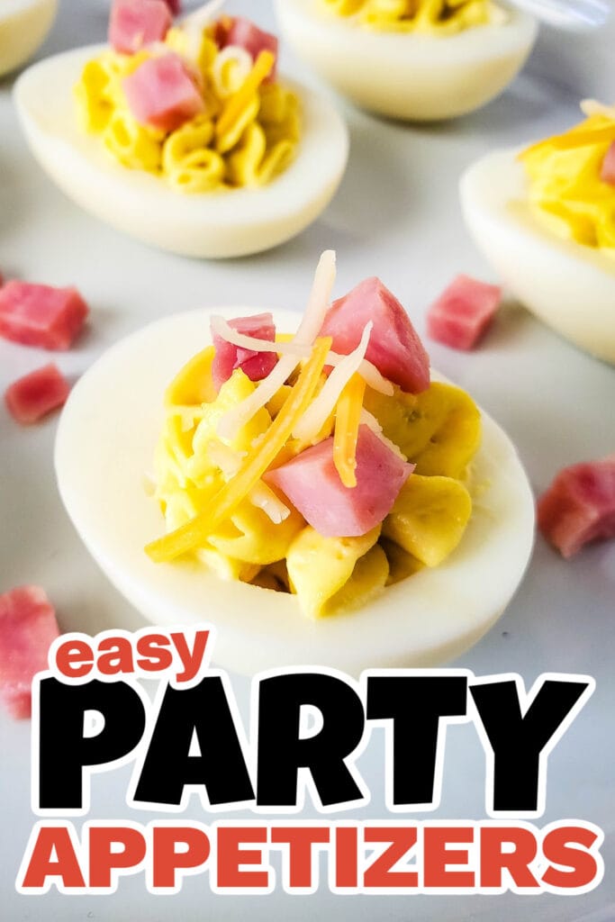Party Food Appetizers-Ham and Cheese Deviled Eggs
