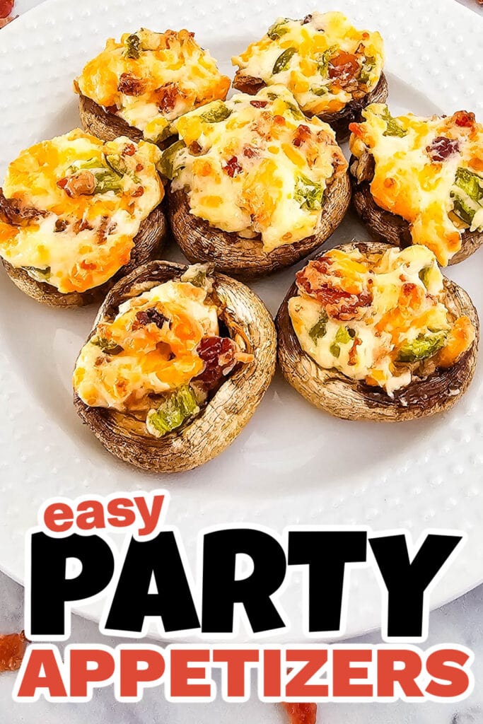 Party Food Appetizers-Jalapeño Popper Stuffed Mushrooms