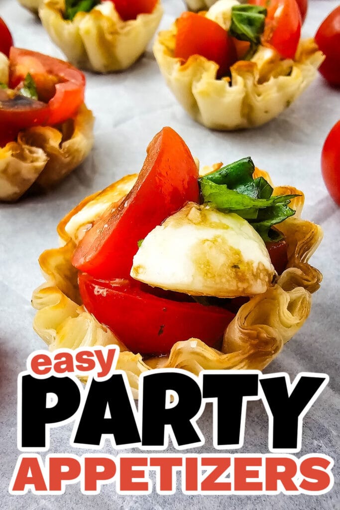Party Food Appetizers-Mini Caprese Cups