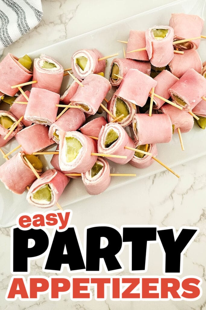 Party Food Appetizers-Pickle Ham Rolls