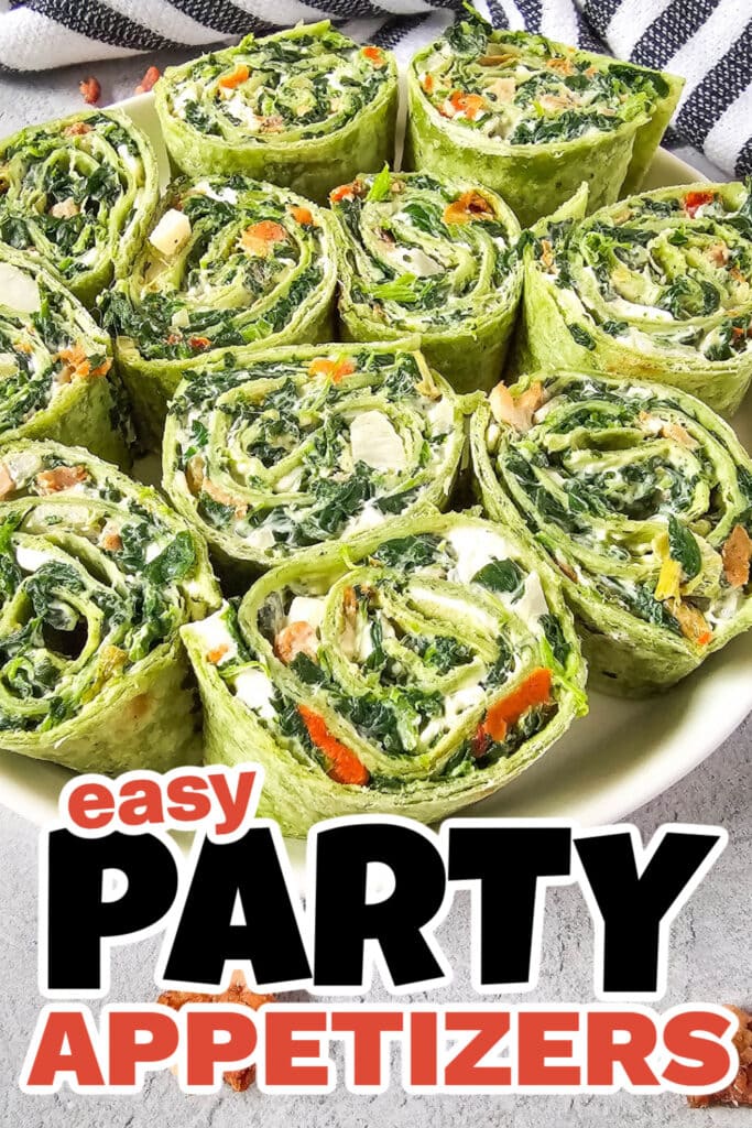 Party Food Appetizers-Spinach Dip Pinwheels