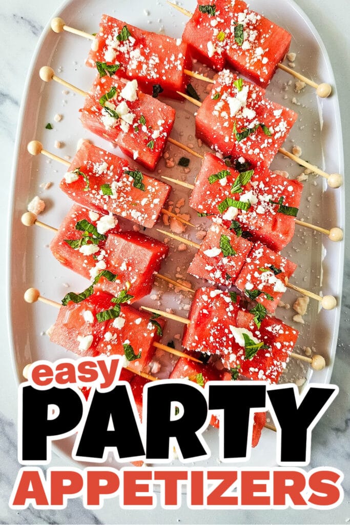 Party Food Appetizers-Watermelon Feta Skewers